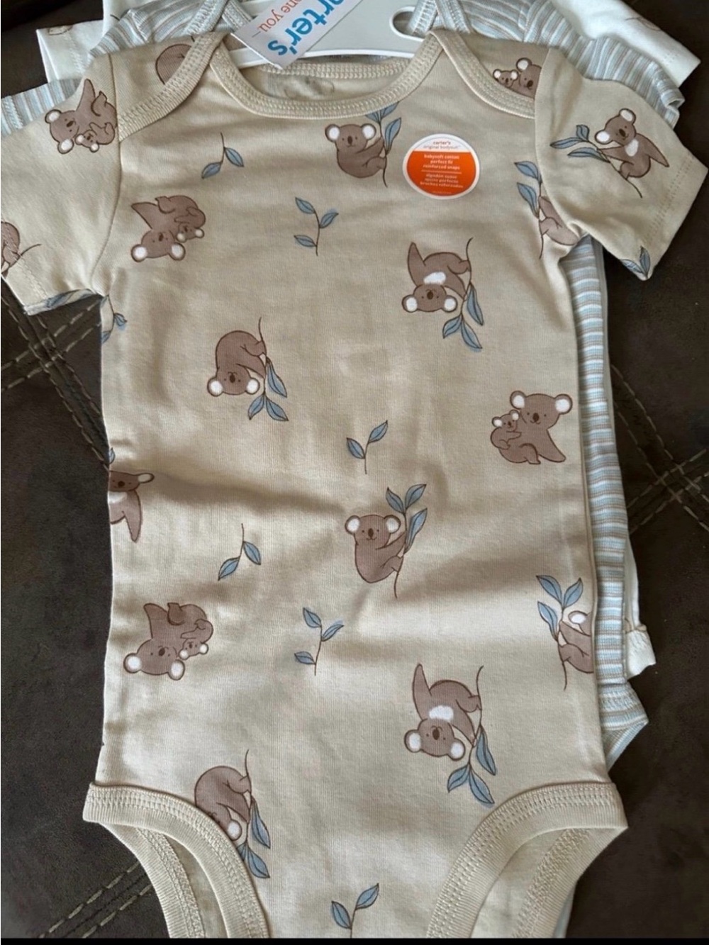 Neutral Koala Print Baby Bodysuit set of 3